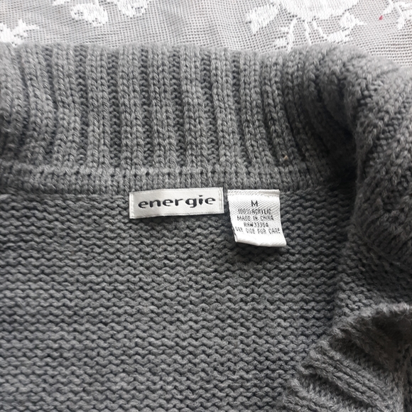 Gray Foldover Sailor Collar Sweater Pink Logo M - Picture 8 of 8